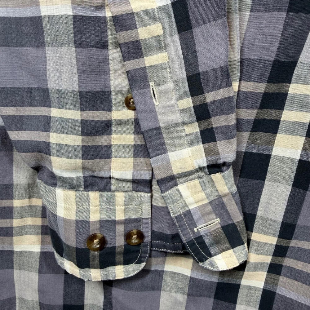 BD Baggies Mens Chatham Cloth Plaid Button Down Shirt Grey Black Tan Large - Picture 10 of 16